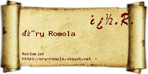 Őry Romola névjegykártya